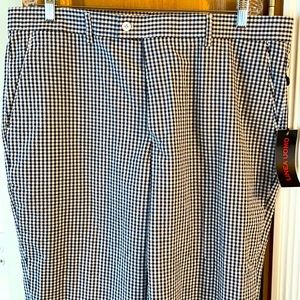 Blue white plaid linen pants